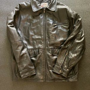 🏍’Melrose America' Vintage Black Leather Motorcycle Jacket Sz Medium Fonzie🇺🇸